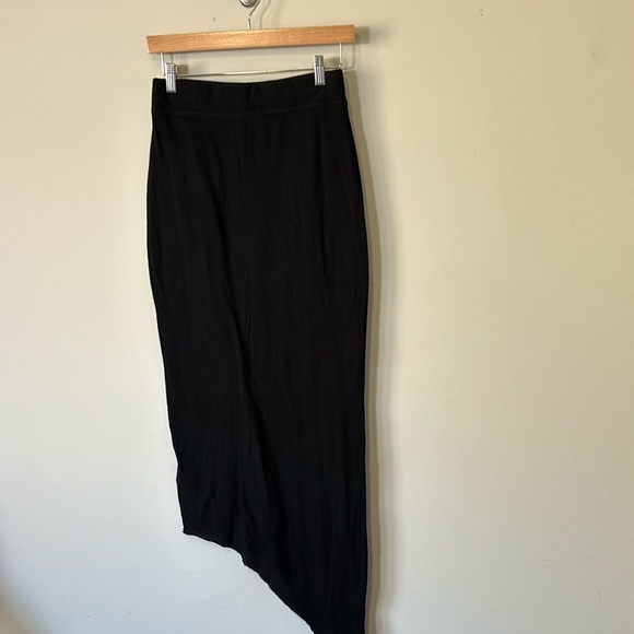 FRANK and EILEEN Tee Lab Asymmetrical Skirt FLEECE Black Raw Hem Sz S - Picture 2 of 13